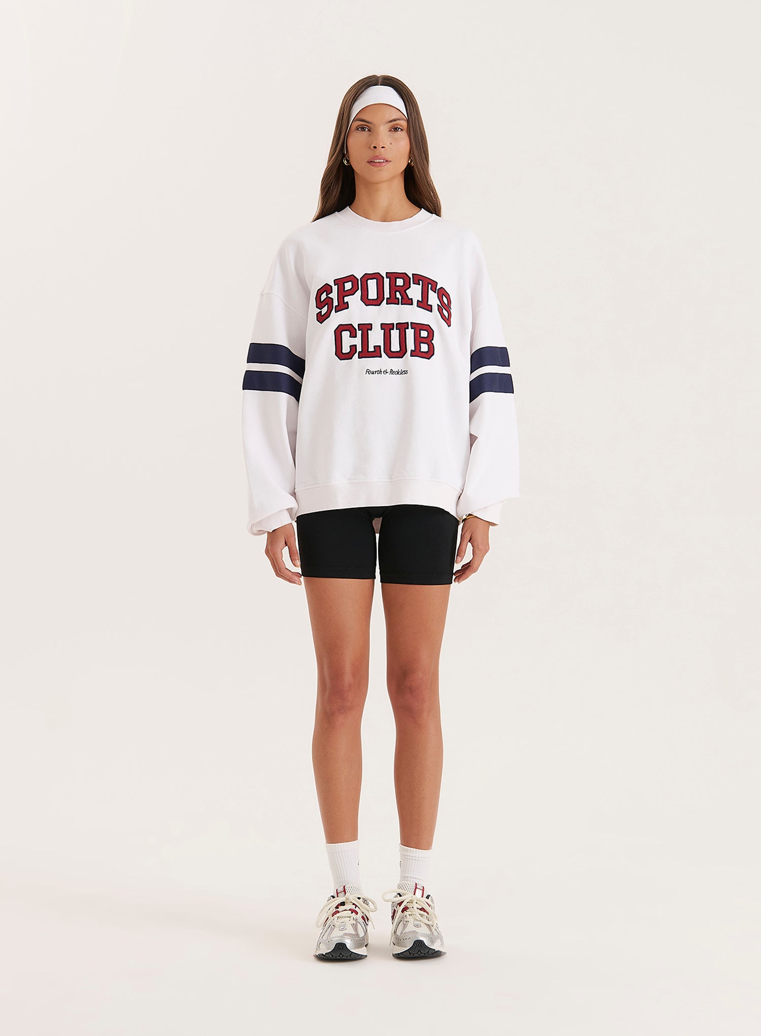 White Sports Club Slogan Oversized Sweatshirt
